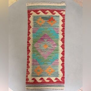 Handmade Colorful Geometric Patterned Kilim Rug